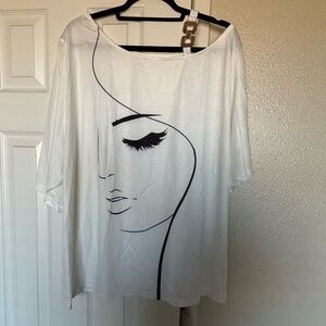 White Graphic Women's Top